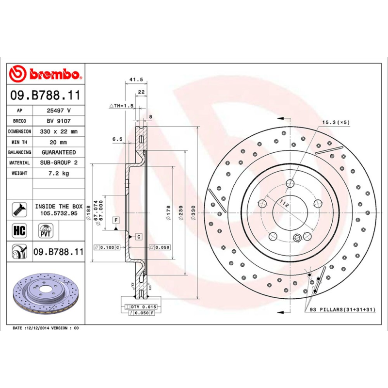Disco freno asse posteriore - BREMBO
