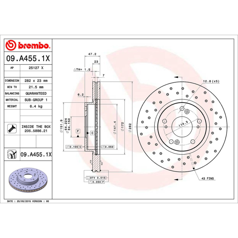 Disco freno asse anteriore - BREMBO
