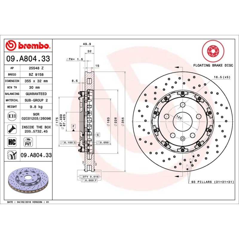 Disco freno asse anteriore - BREMBO