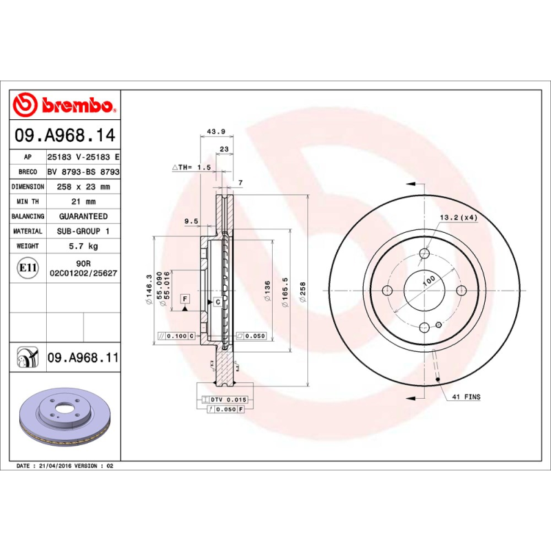 Disco freno asse anteriore - BREMBO