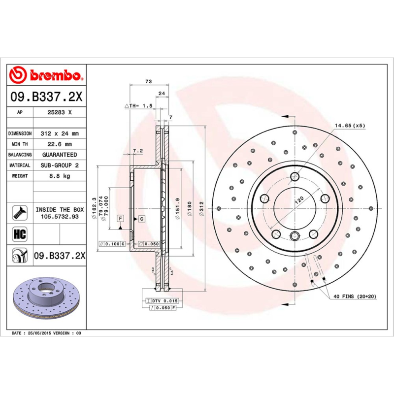Disco freno asse anteriore - BREMBO
