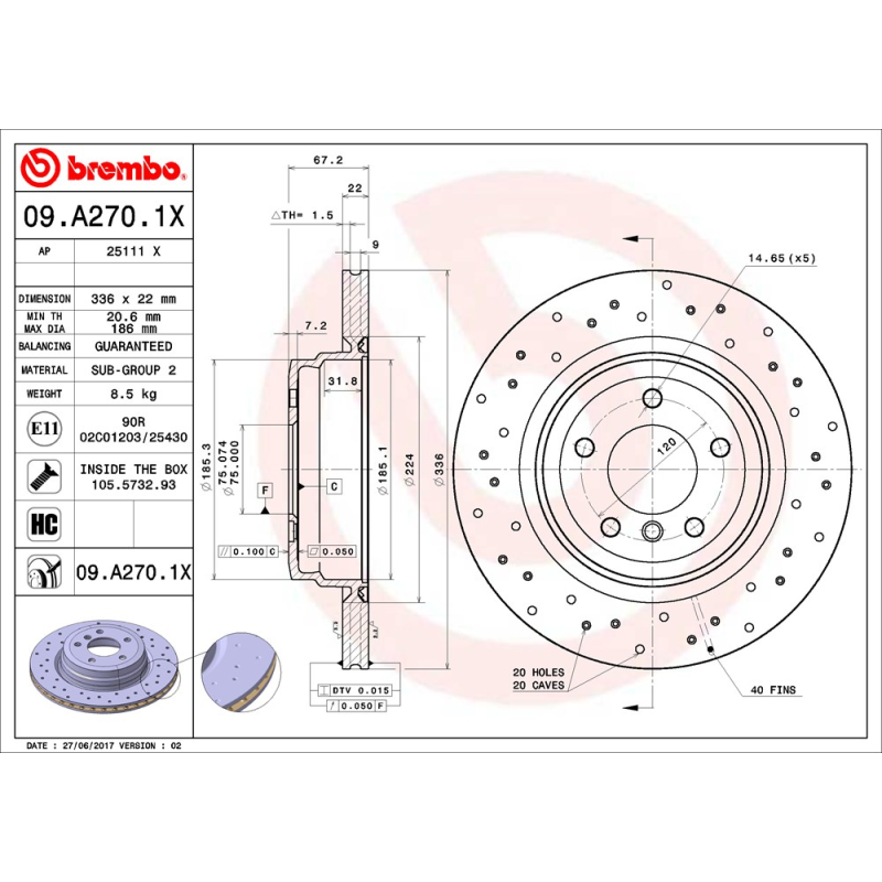 Disco freno asse posteriore - BREMBO