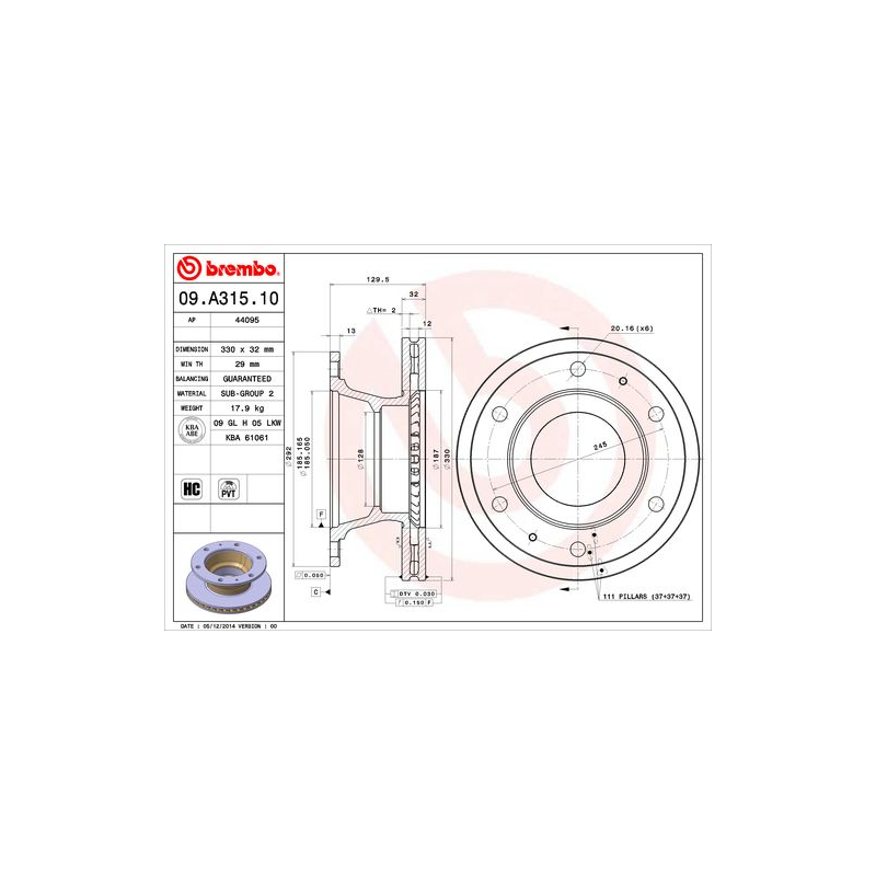 Disco freno asse anteriore - BREMBO
