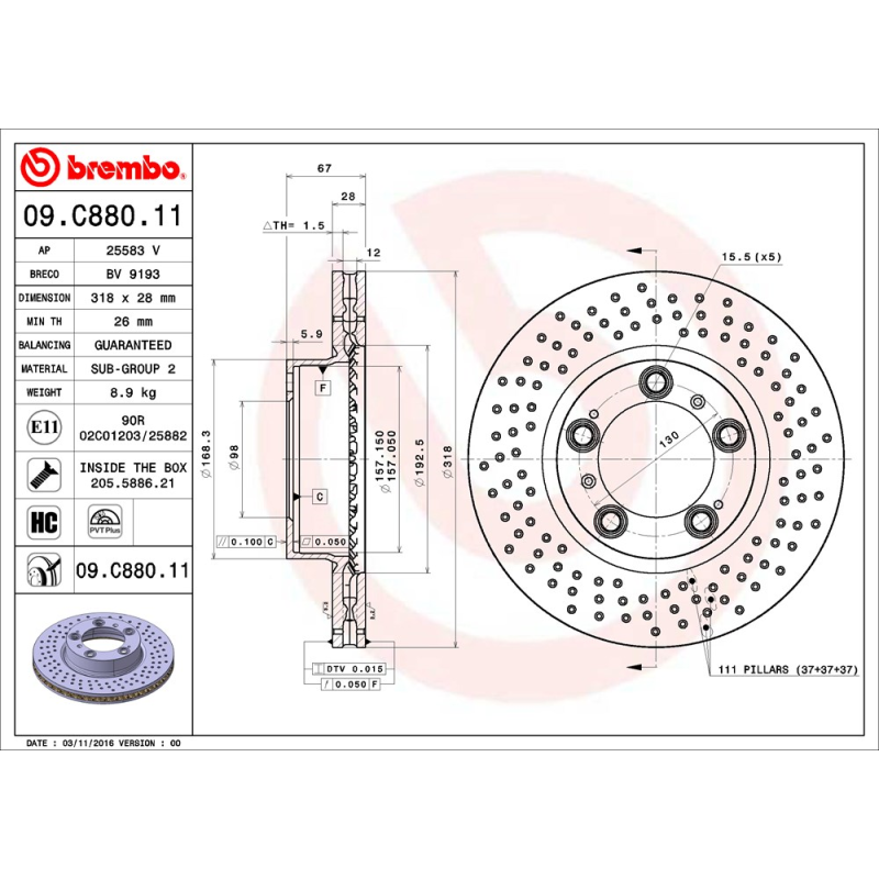 Disco freno asse anteriore - BREMBO