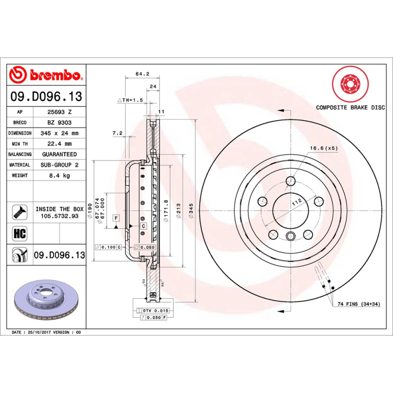 Disco freno asse posteriore - BREMBO