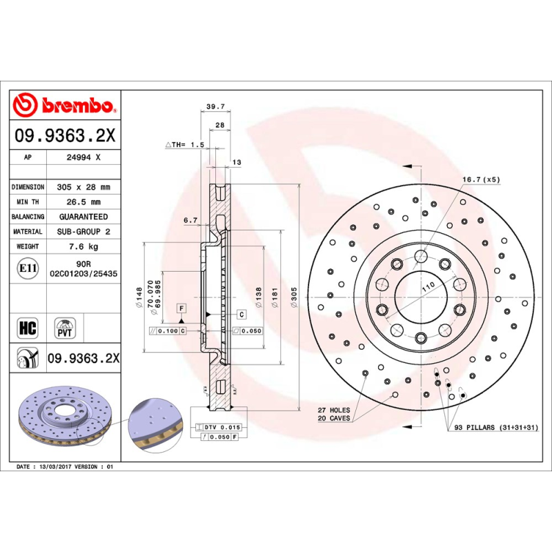 Disco freno asse anteriore - BREMBO