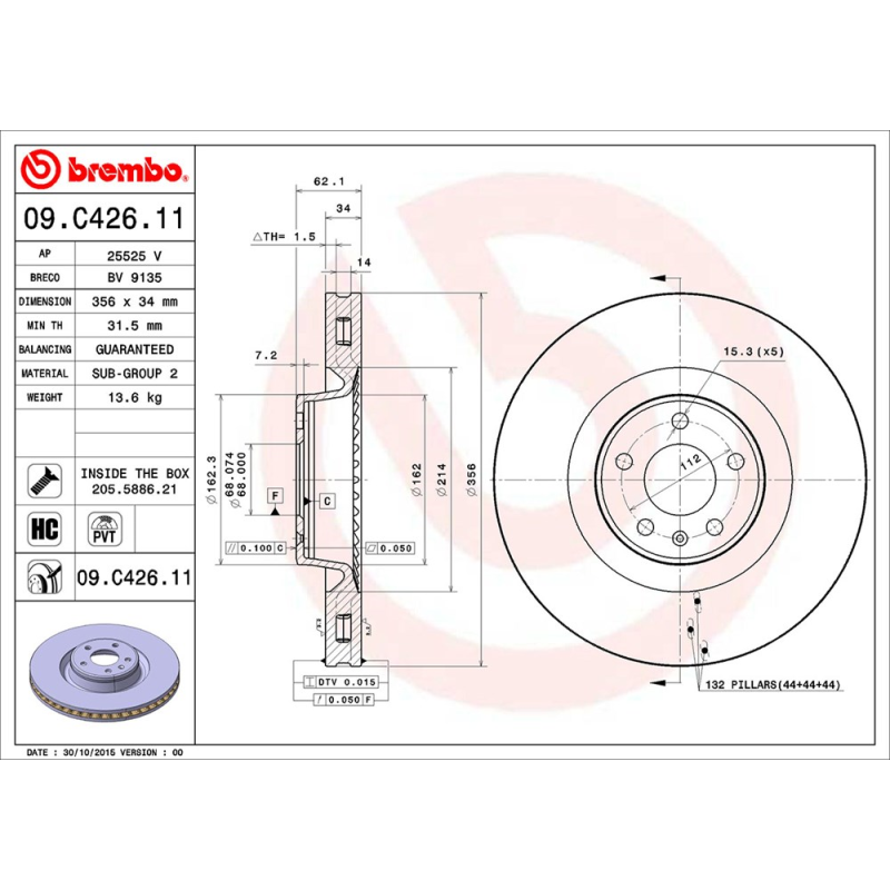 Disco freno asse anteriore - BREMBO