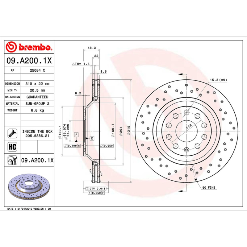 Disco freno asse posteriore - BREMBO