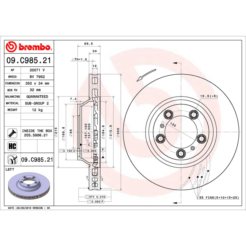 Disco freno asse anteriore - BREMBO