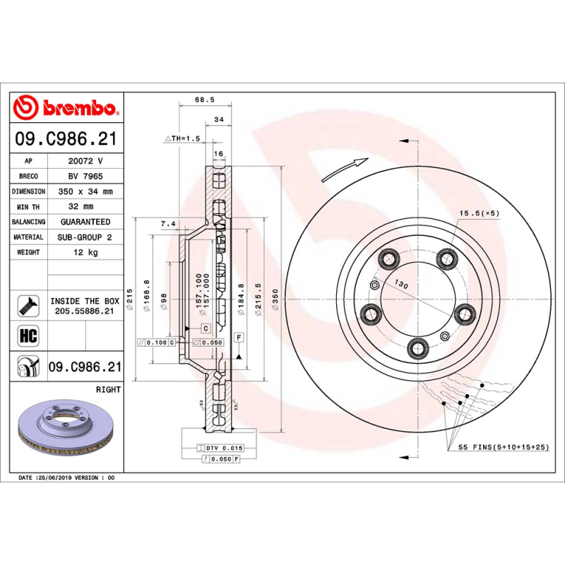Disco freno asse anteriore - BREMBO