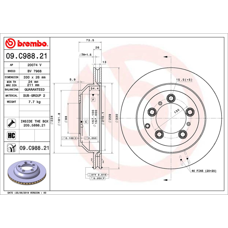 Disco freno asse posteriore - BREMBO