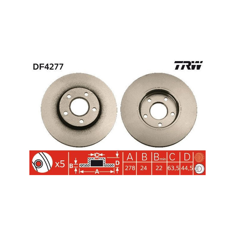 Disco freno asse anteriore - TRW