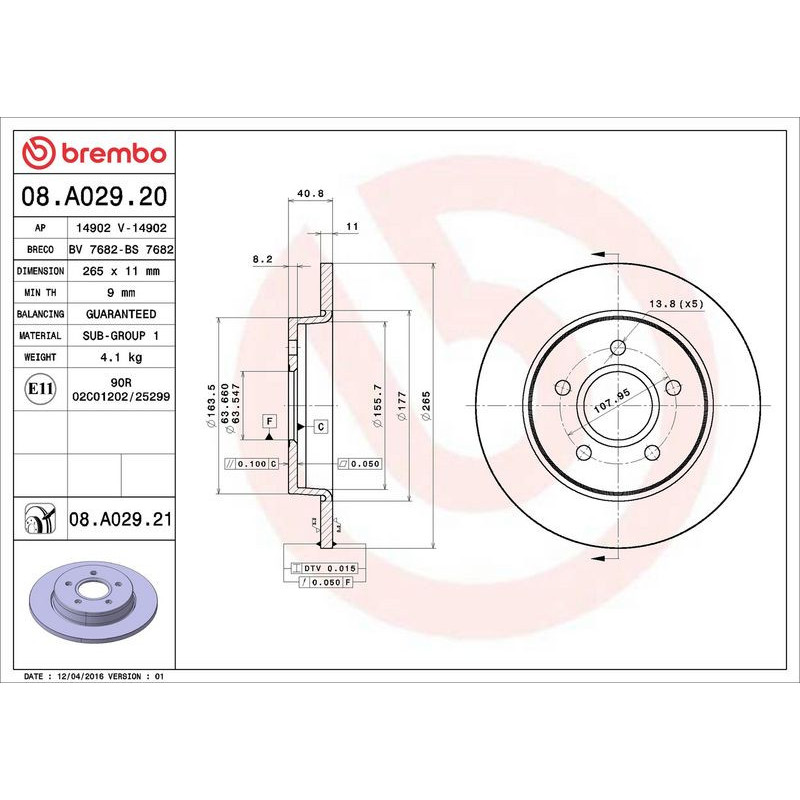 Disco freno asse posteriore - BREMBO