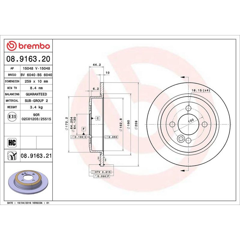 Disco freno asse posteriore - BREMBO