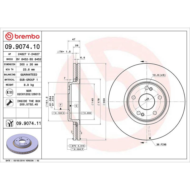 Disco freno asse anteriore - BREMBO