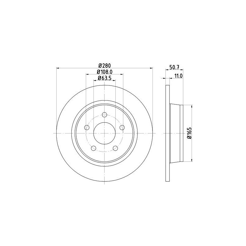 Disco freno asse posteriore - HELLA BRAKE