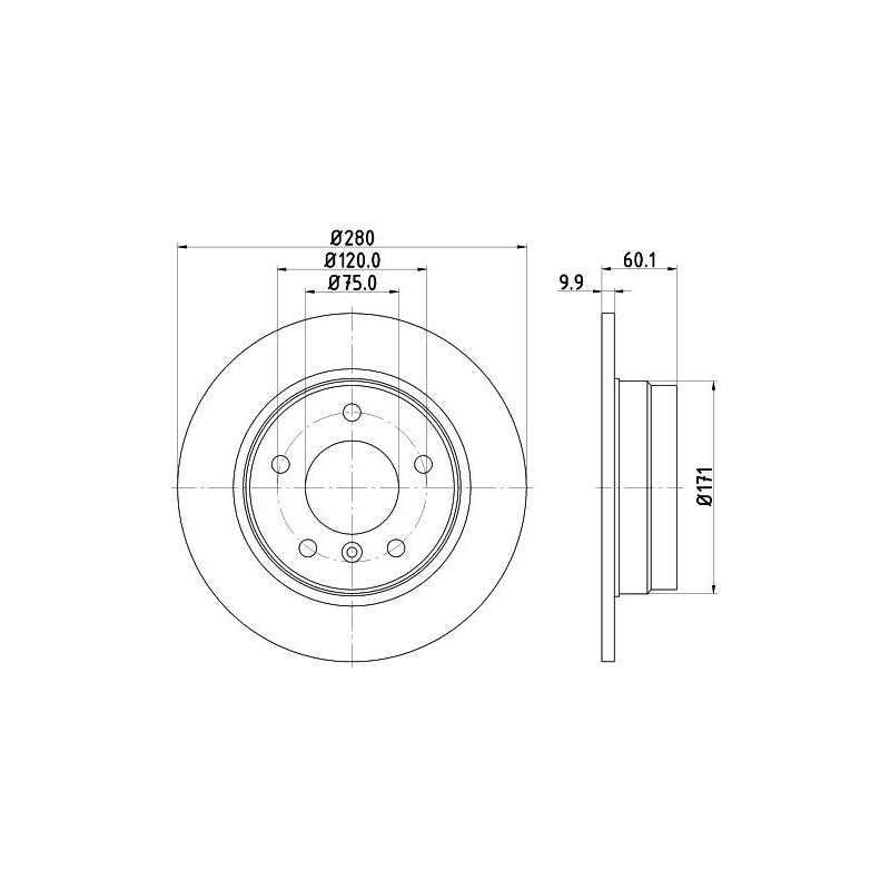 Disco freno asse posteriore - HELLA BRAKE