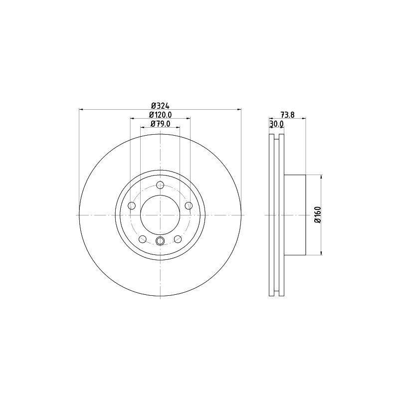 Disco freno asse anteriore - HELLA BRAKE