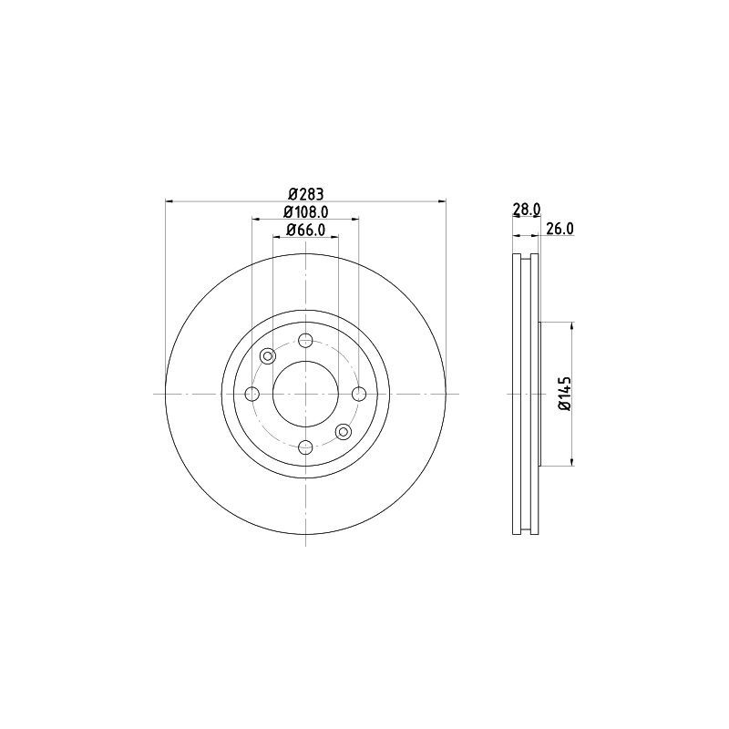 Disco freno asse anteriore - HELLA BRAKE