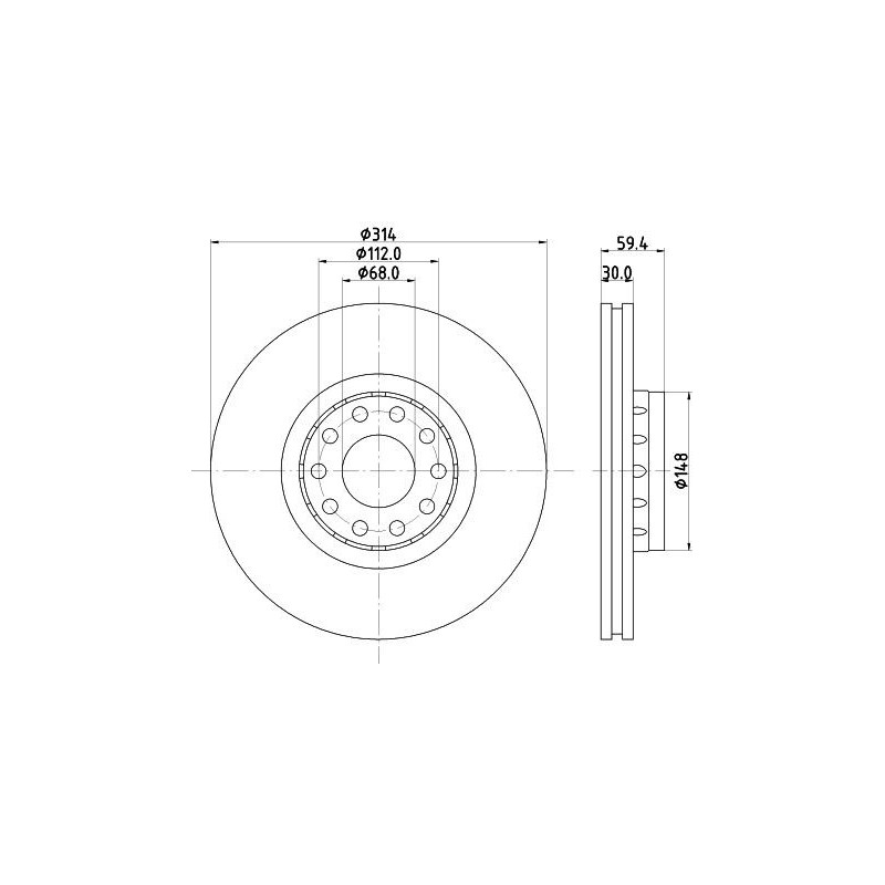 Disco freno asse anteriore - HELLA BRAKE