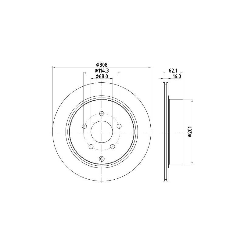 Disco freno asse posteriore - HELLA BRAKE