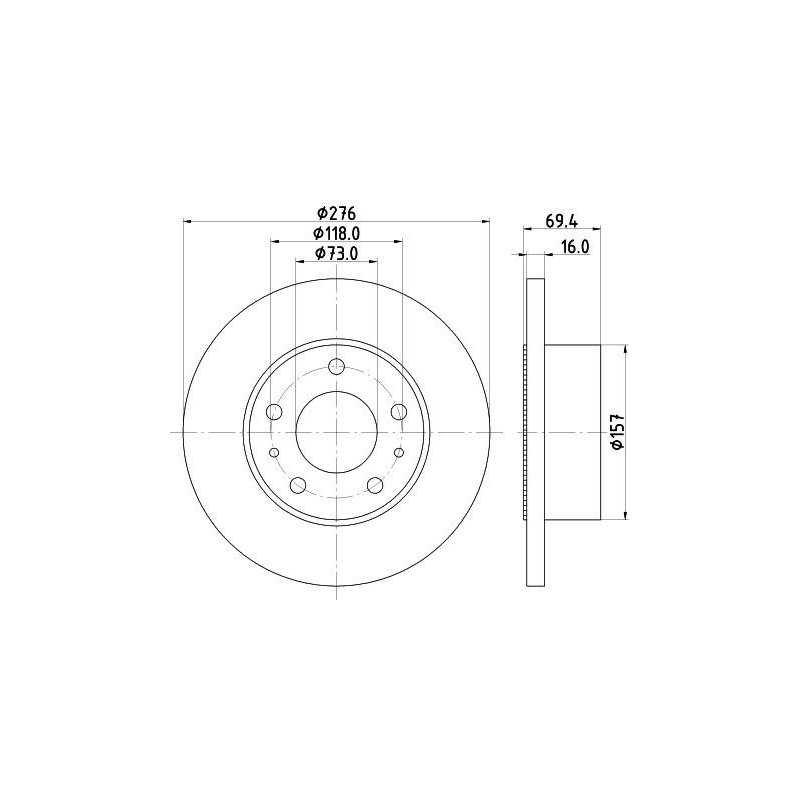 Disco freno asse posteriore - HELLA BRAKE