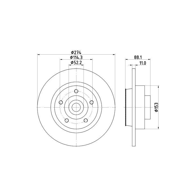 Disco freno asse posteriore - HELLA BRAKE