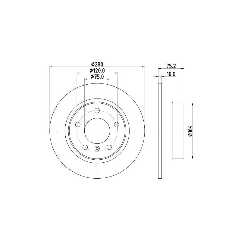 Disco freno asse posteriore - HELLA BRAKE