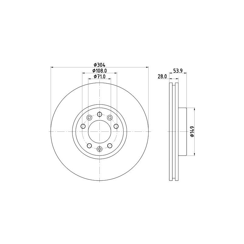 Disco freno asse anteriore - HELLA BRAKE