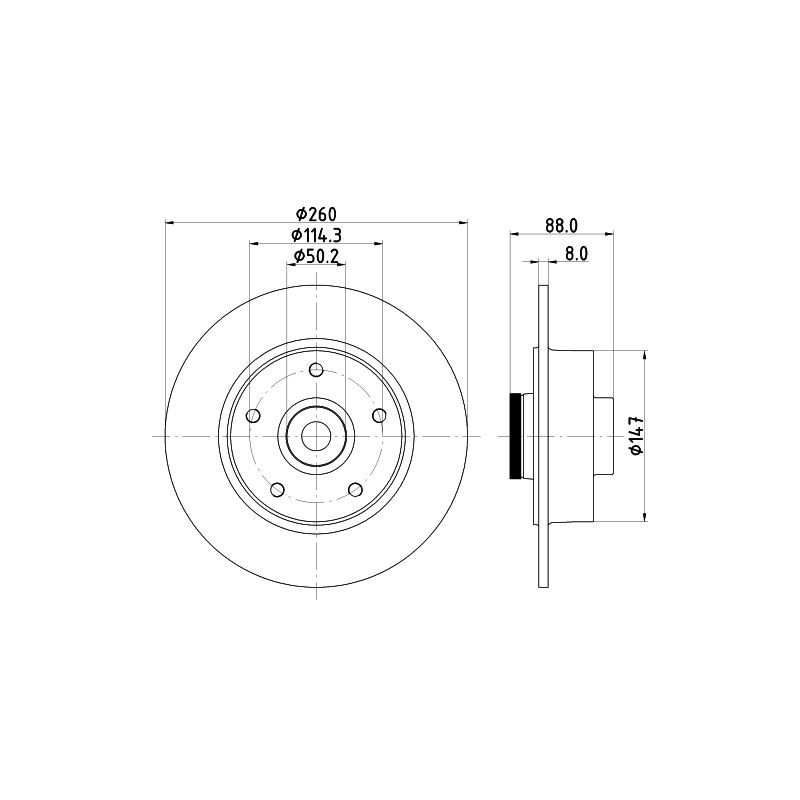 Disco freno asse posteriore - HELLA BRAKE