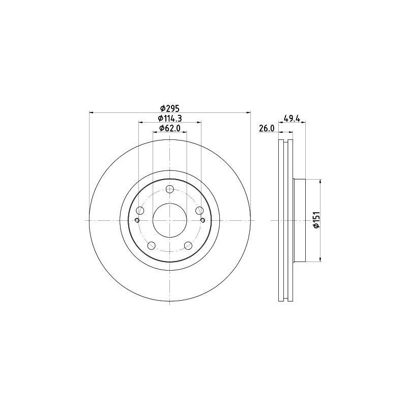 Disco freno asse anteriore - HELLA BRAKE