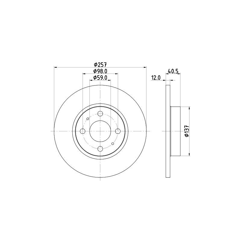 Disco freno asse anteriore - HELLA BRAKE