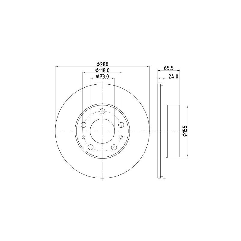 Disco freno asse anteriore - HELLA BRAKE