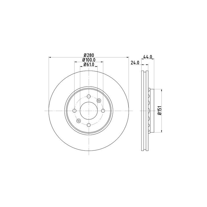 Disco freno asse anteriore - HELLA BRAKE
