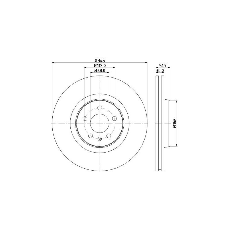 Disco freno asse anteriore - HELLA BRAKE