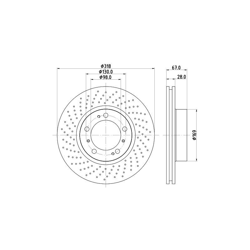 Disco freno asse anteriore - HELLA BRAKE