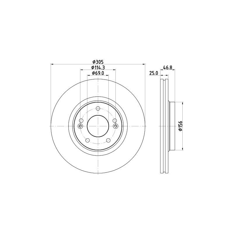Disco freno asse anteriore - HELLA BRAKE