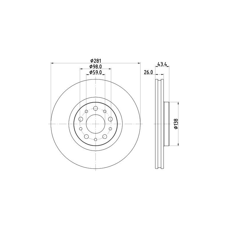 Disco freno asse anteriore - HELLA BRAKE