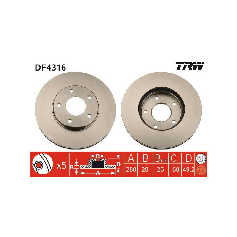 Disco freno asse anteriore - TRW