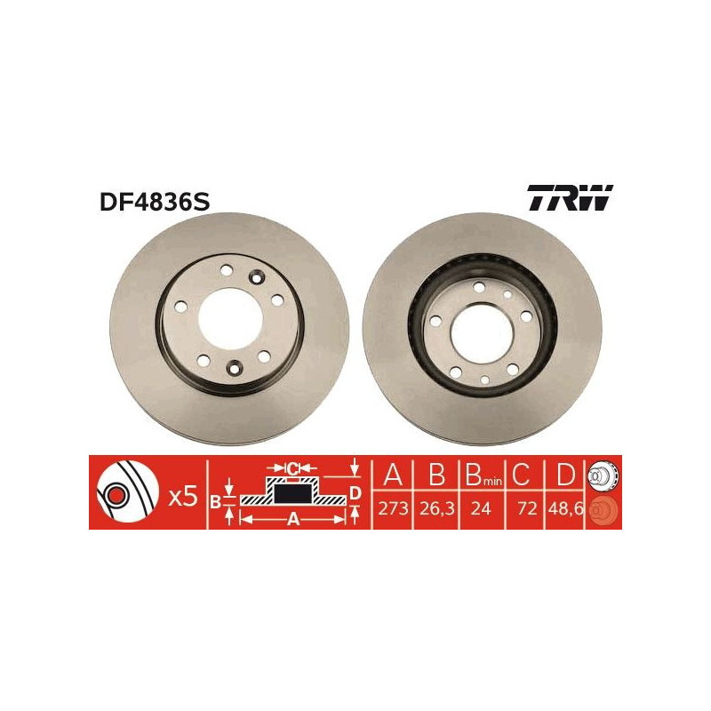 Disco freno asse anteriore - TRW