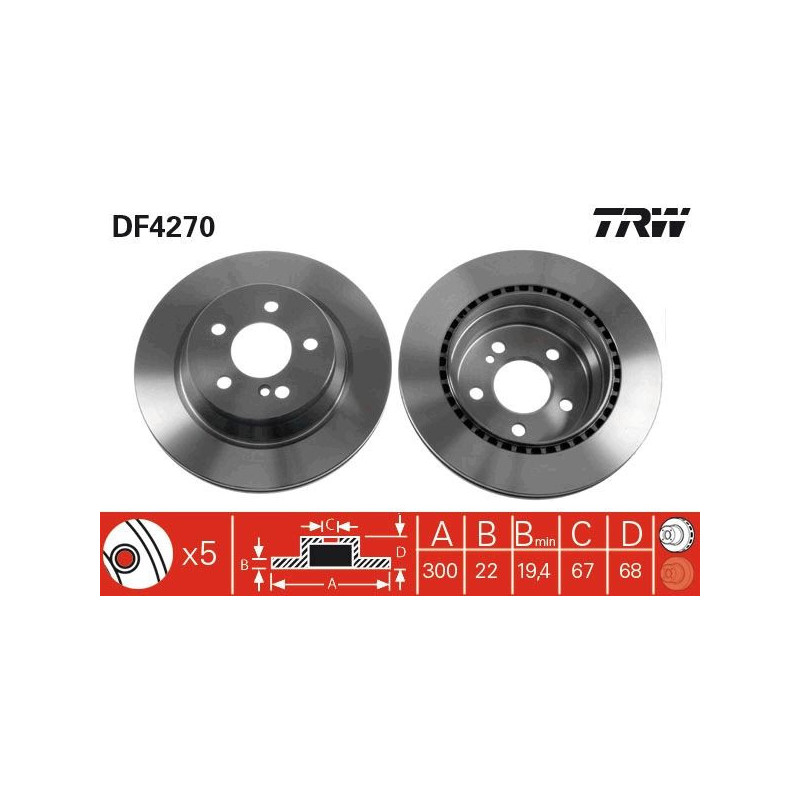 Disco freno asse posteriore - TRW