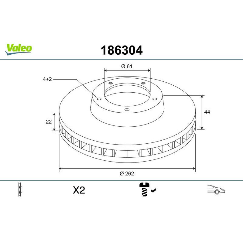 Disco freno asse anteriore - VALEO