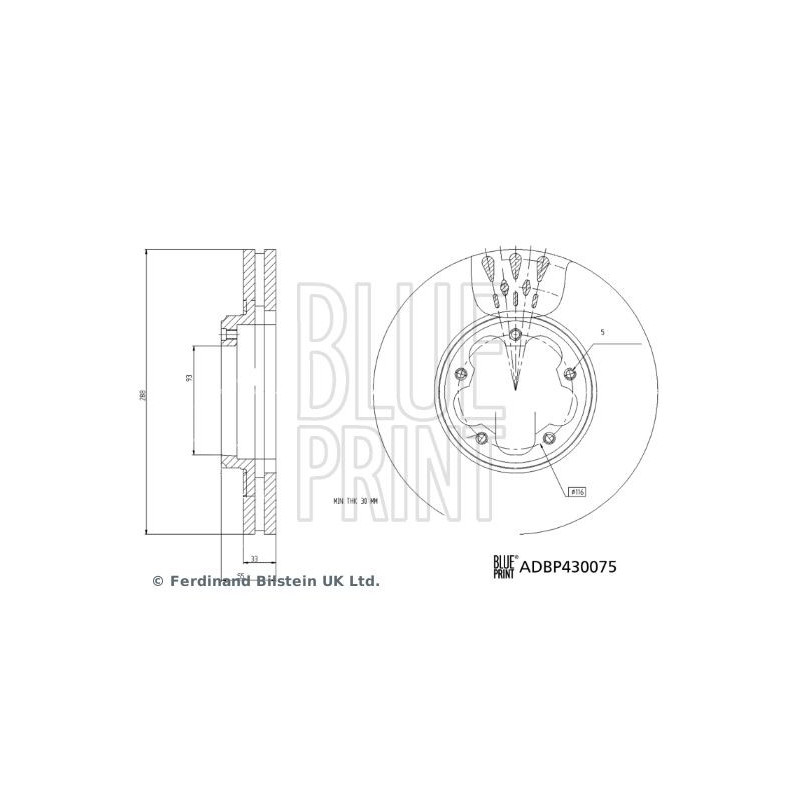 Disco freno asse anteriore - BLUE PRINT