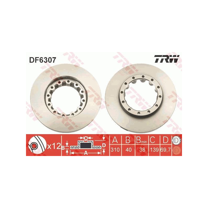 Disco freno asse posteriore - TRW