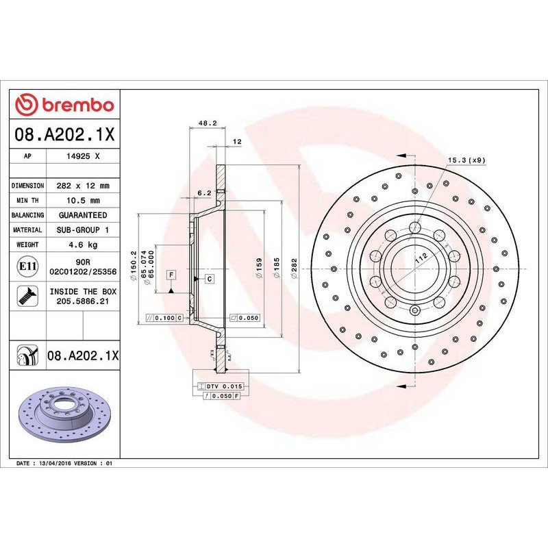 Disco freno asse posteriore - BREMBO