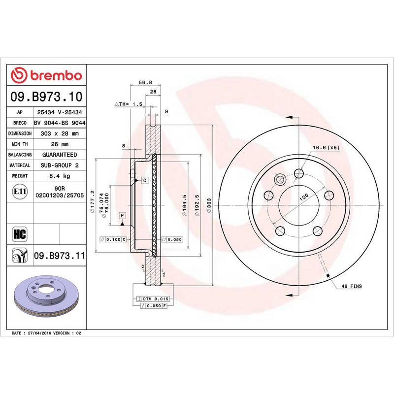 Disco freno asse anteriore - BREMBO