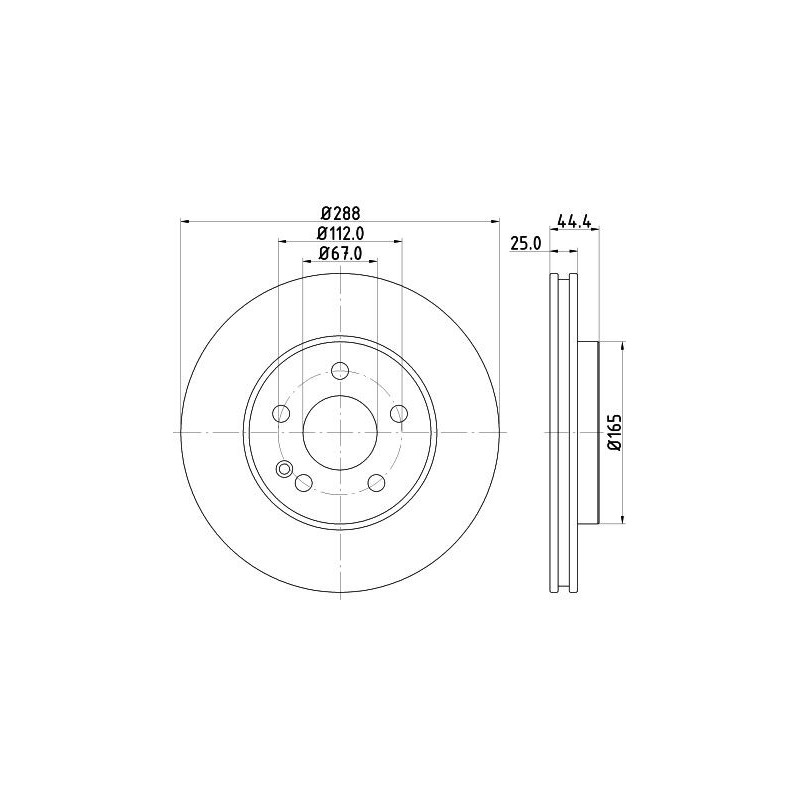 Disco freno asse anteriore - HELLA BRAKE