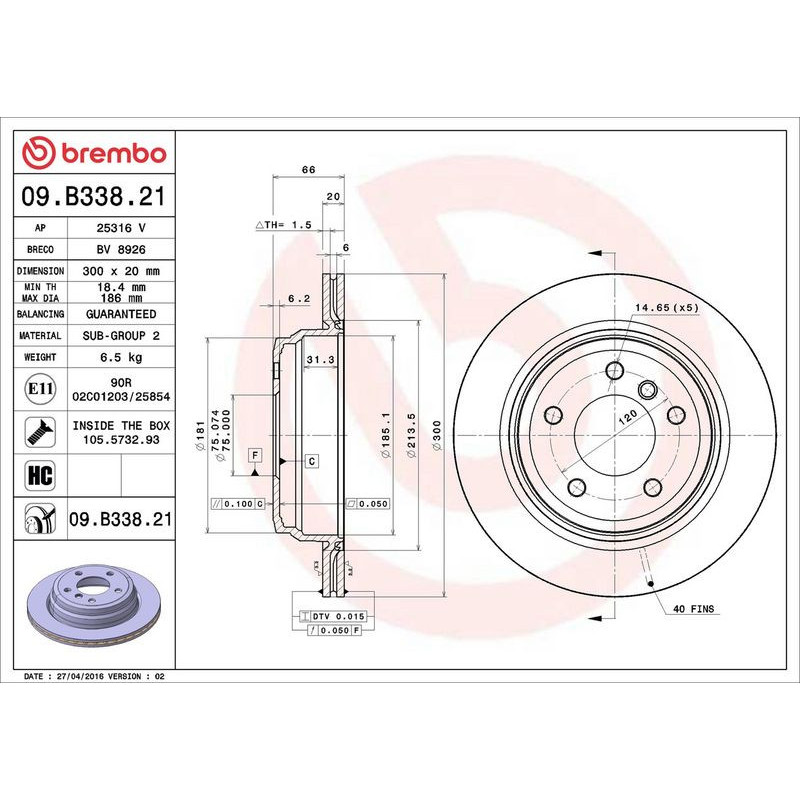 Disco freno asse posteriore - BREMBO