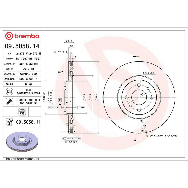 Disco freno asse anteriore - BREMBO