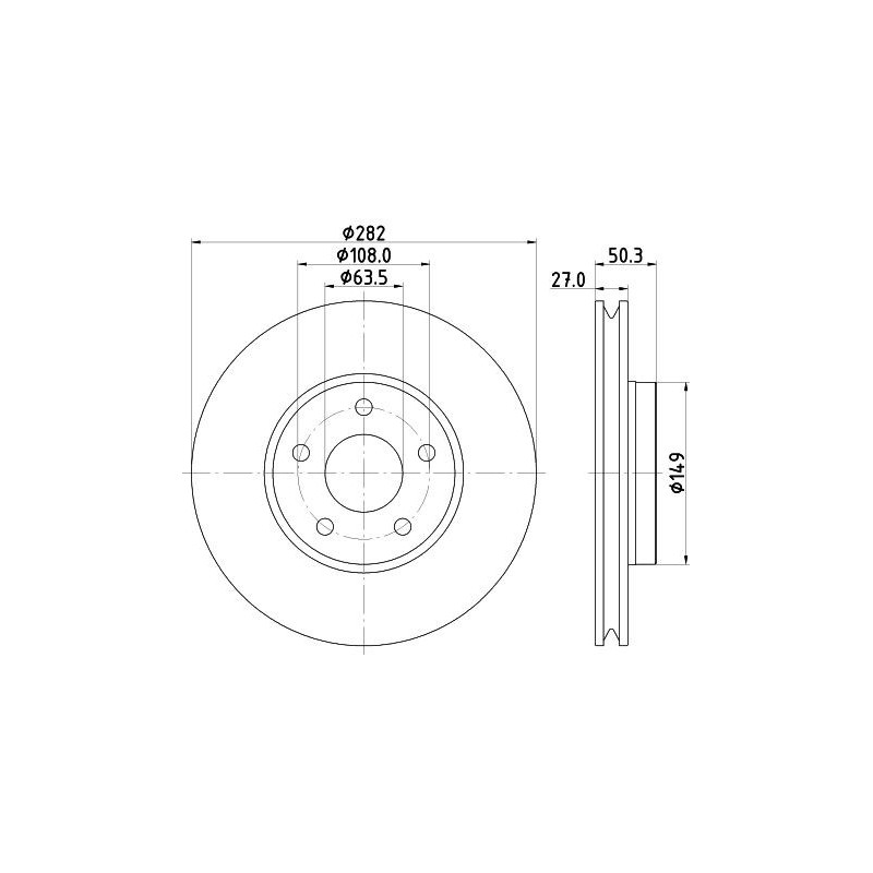 Disco freno asse anteriore - HELLA BRAKE